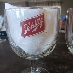 Glass Beer Goblets Schlitz vintage